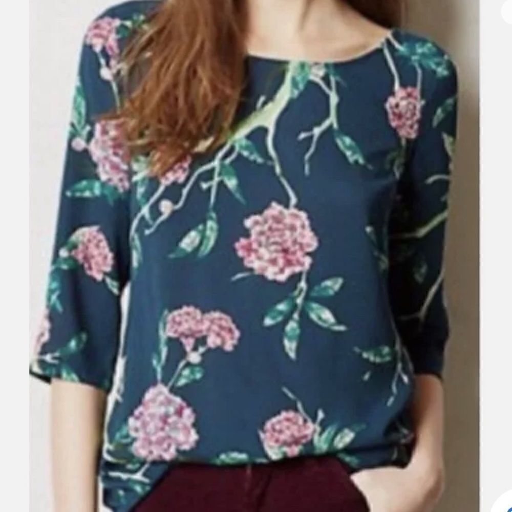 Anthropologie HD in Paris Eira Floral Blouse - Size 4 - Picture 4 of 5